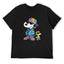 Cool Cartoon Dog and Bird Graphic Black T-Shirt