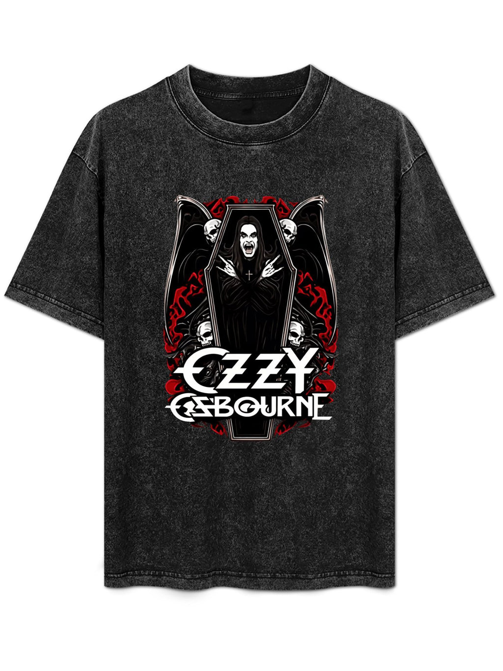 Vintage Washed Ozzy Osbourne Coffin Graphic T-Shirt