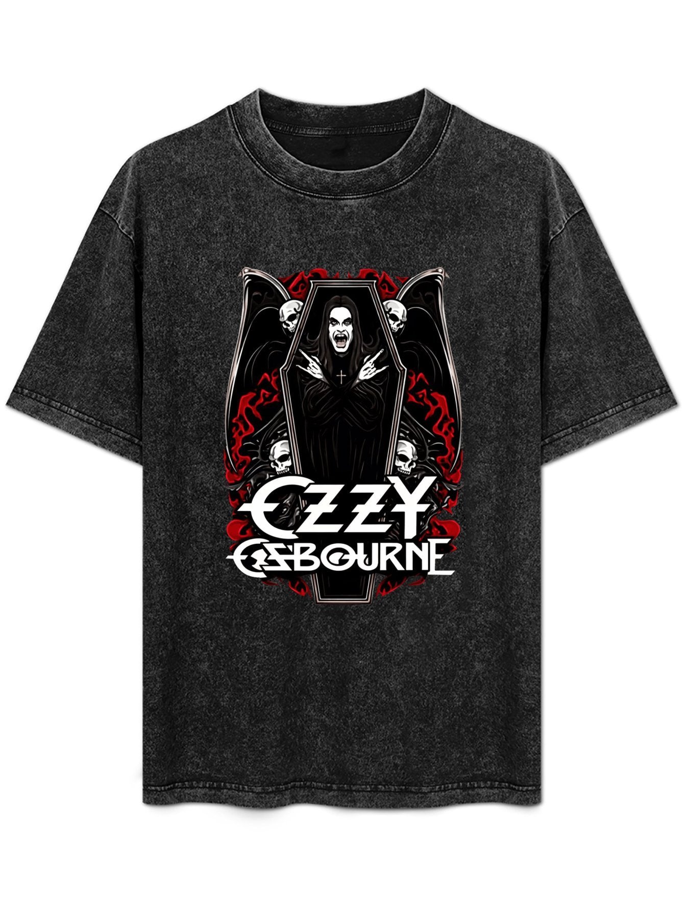 Vintage Washed Ozzy Osbourne Coffin Graphic T-Shirt