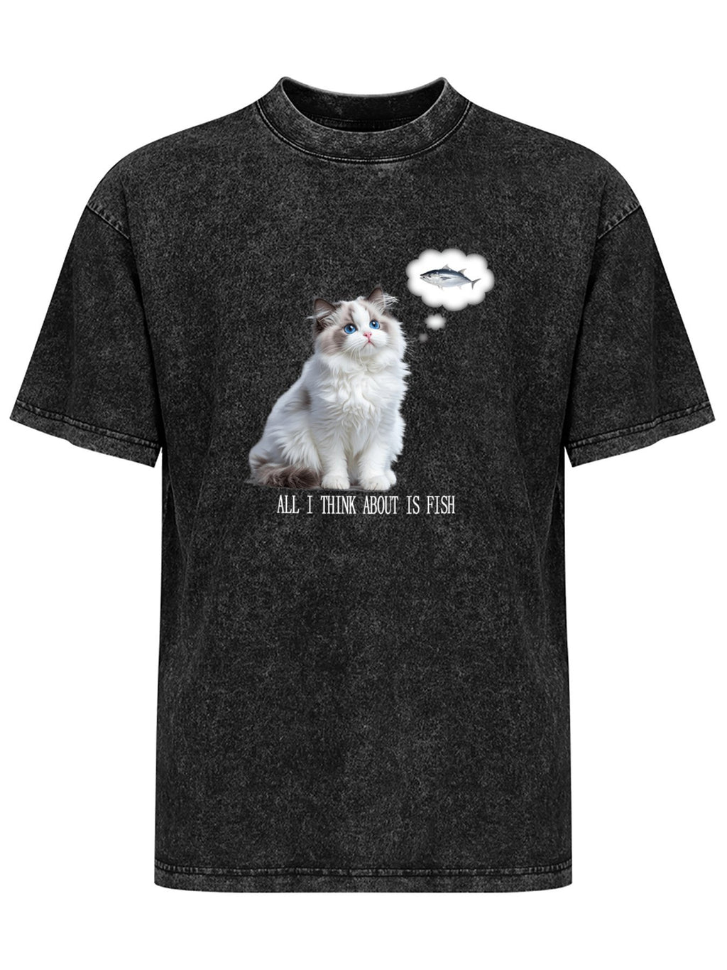 All I Think About Is Fish Cat Vintage Washed T-Shirt