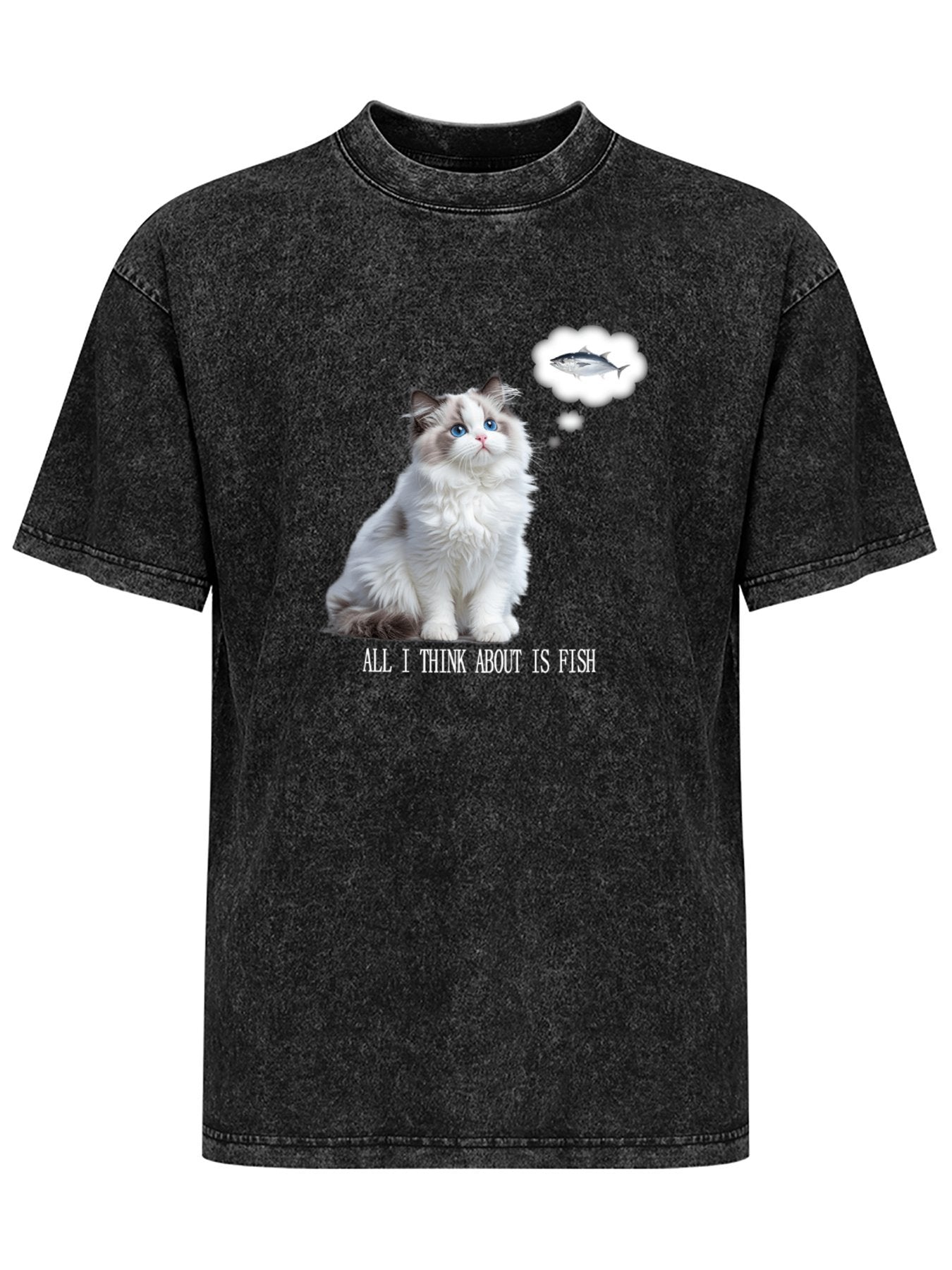All I Think About Is Fish Cat Vintage Washed T-Shirt