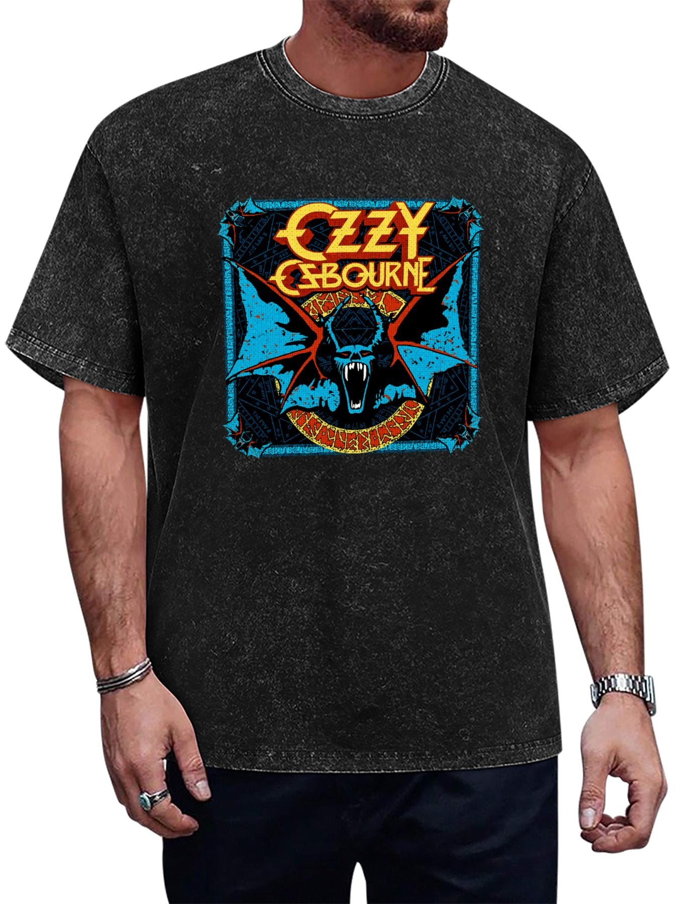 Vintage Washed Ozzy Osbourne Bat Graphic T-Shirt