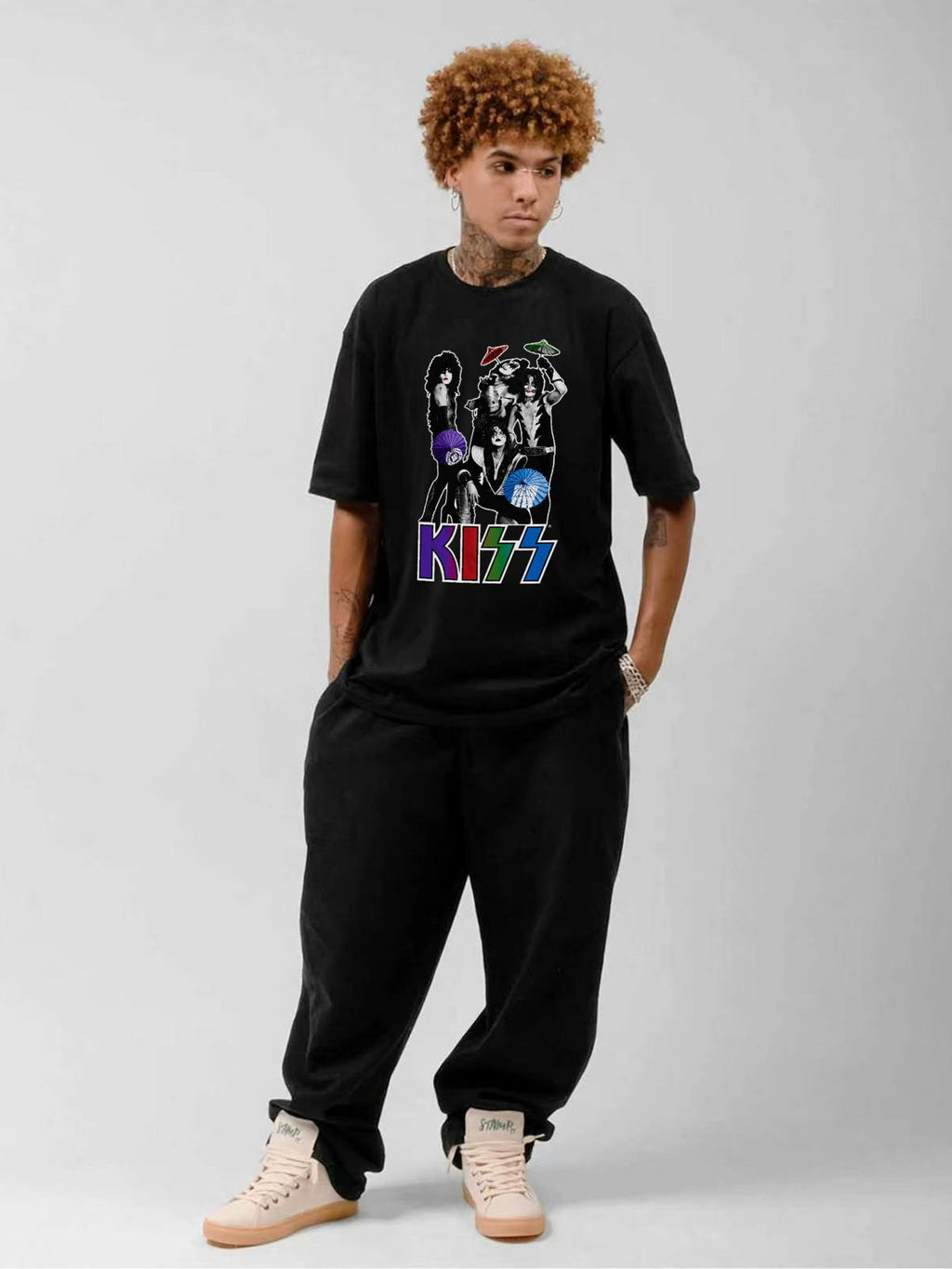 KISS Color Logo Parasol Band Graphic T-Shirt