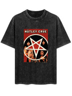 Vintage Washed Mötley Crüe Pentagram Band Portrait Graphic T-Shirt