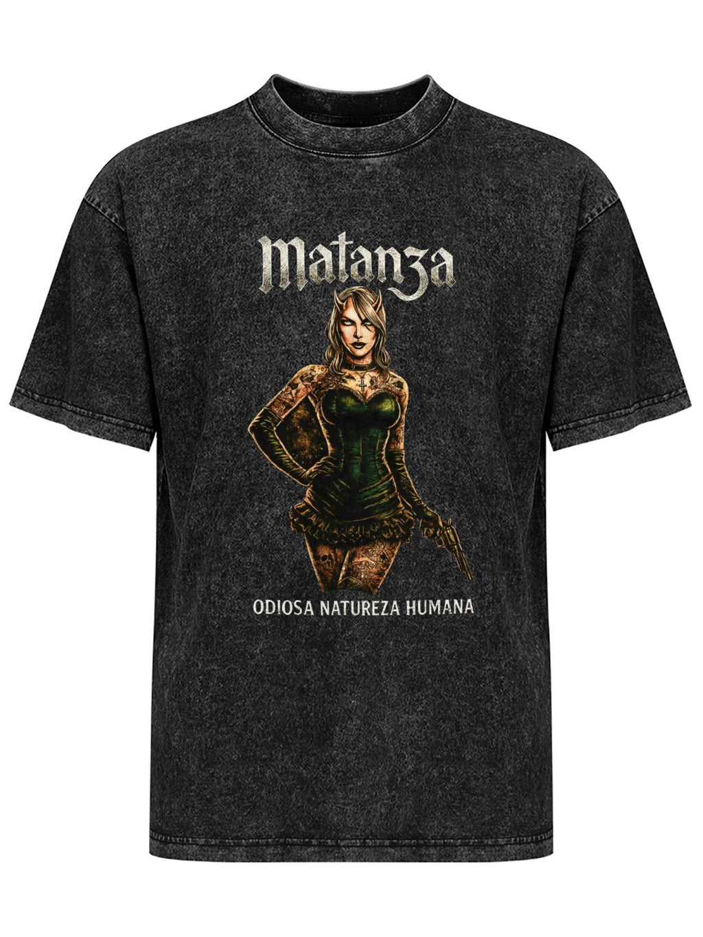 Vintage Washed Matanza Odiosa Natureza Humana Graphic T-Shirt