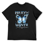 Blue Butterfly Graphic Black T-Shirt