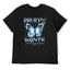 Blue Butterfly Graphic Black T-Shirt
