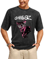 Vintage Washed Gorillaz Pink Guitarist Graphic T-Shirt