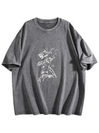 Sci-Fi Armored Soldier Washed Graphic T-Shirt