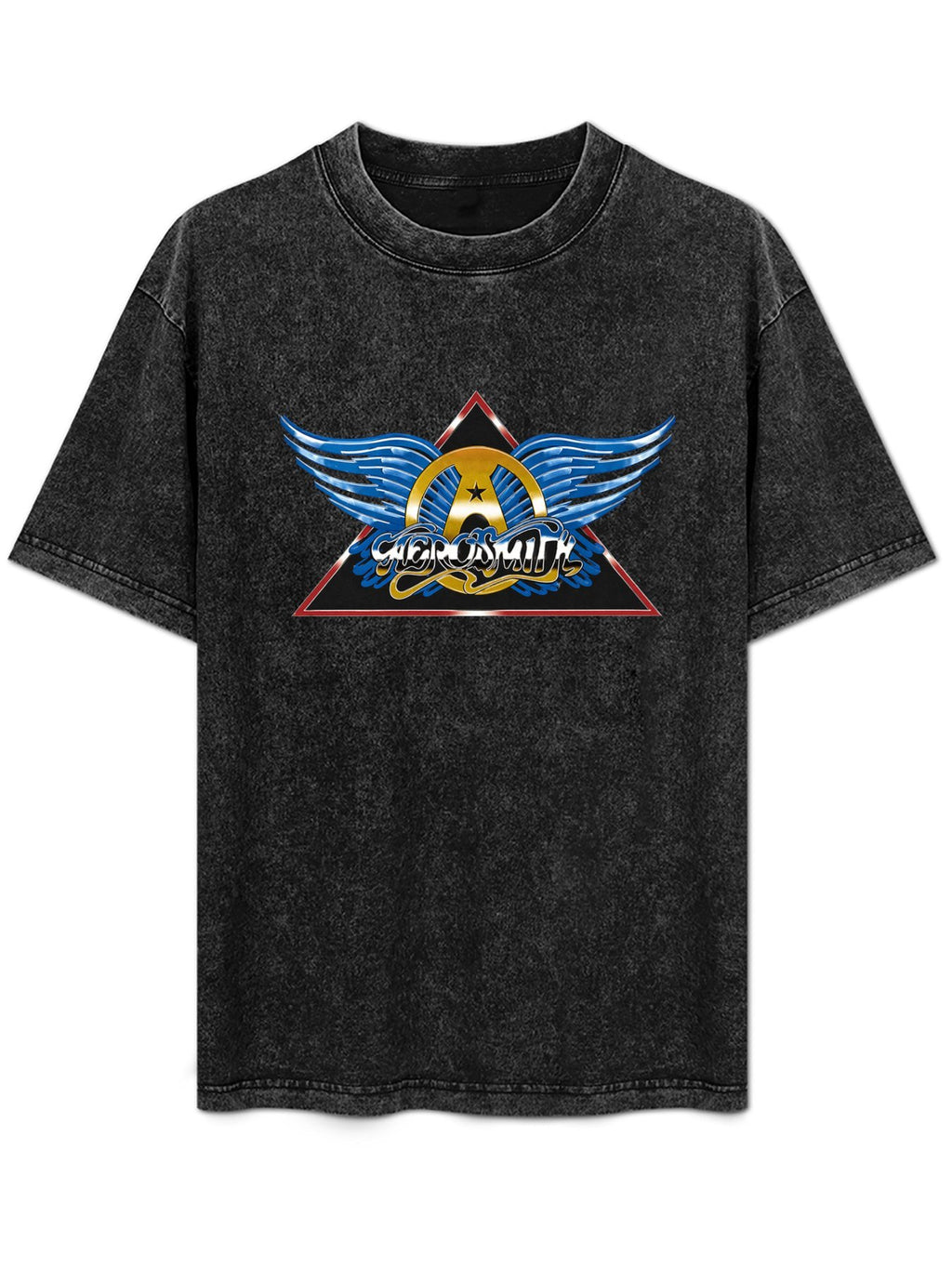 Aerosmith Blue Wings Triangle Logo Graphic T-Shirt