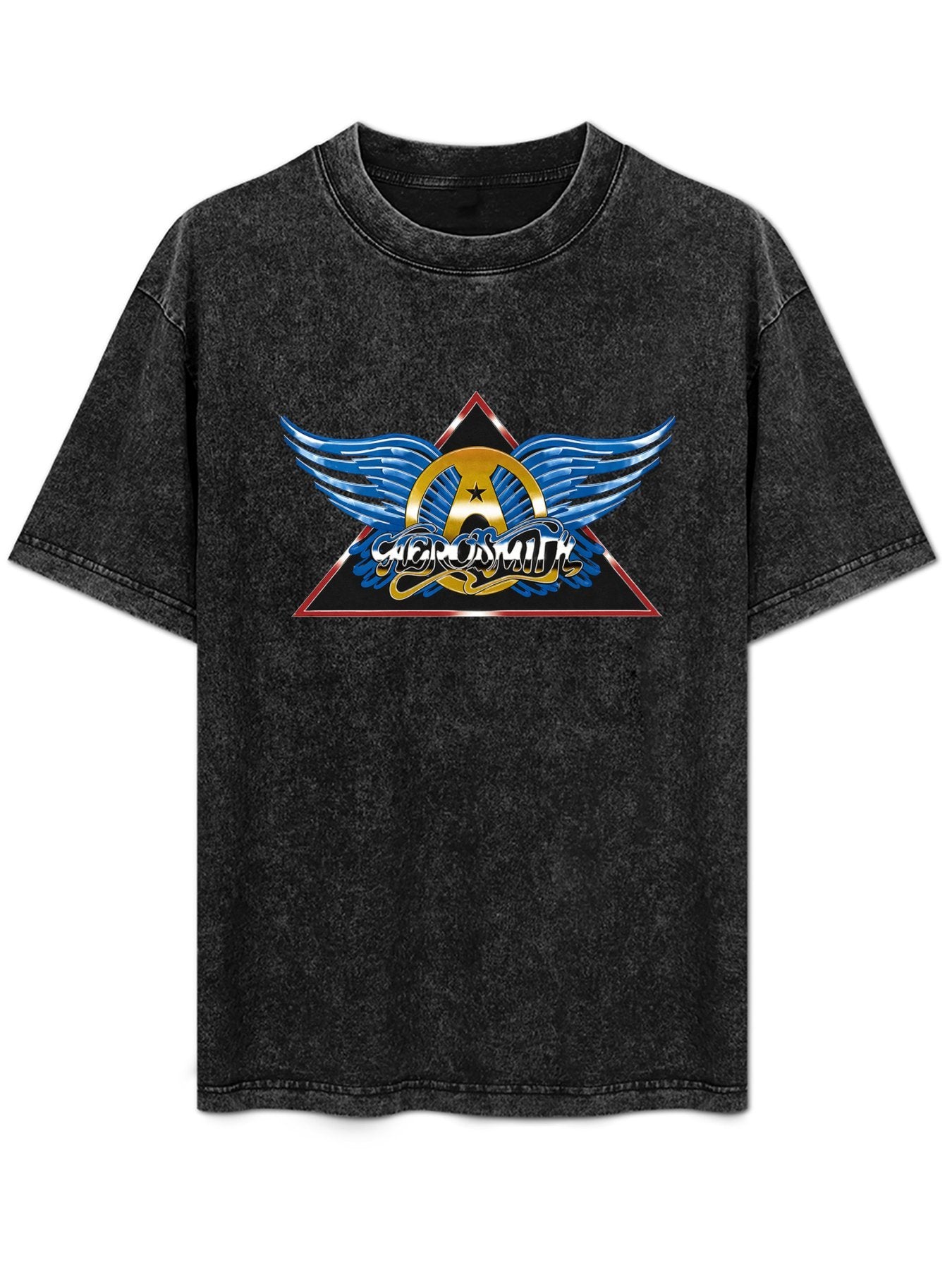 Aerosmith Blue Wings Triangle Logo Graphic T-Shirt