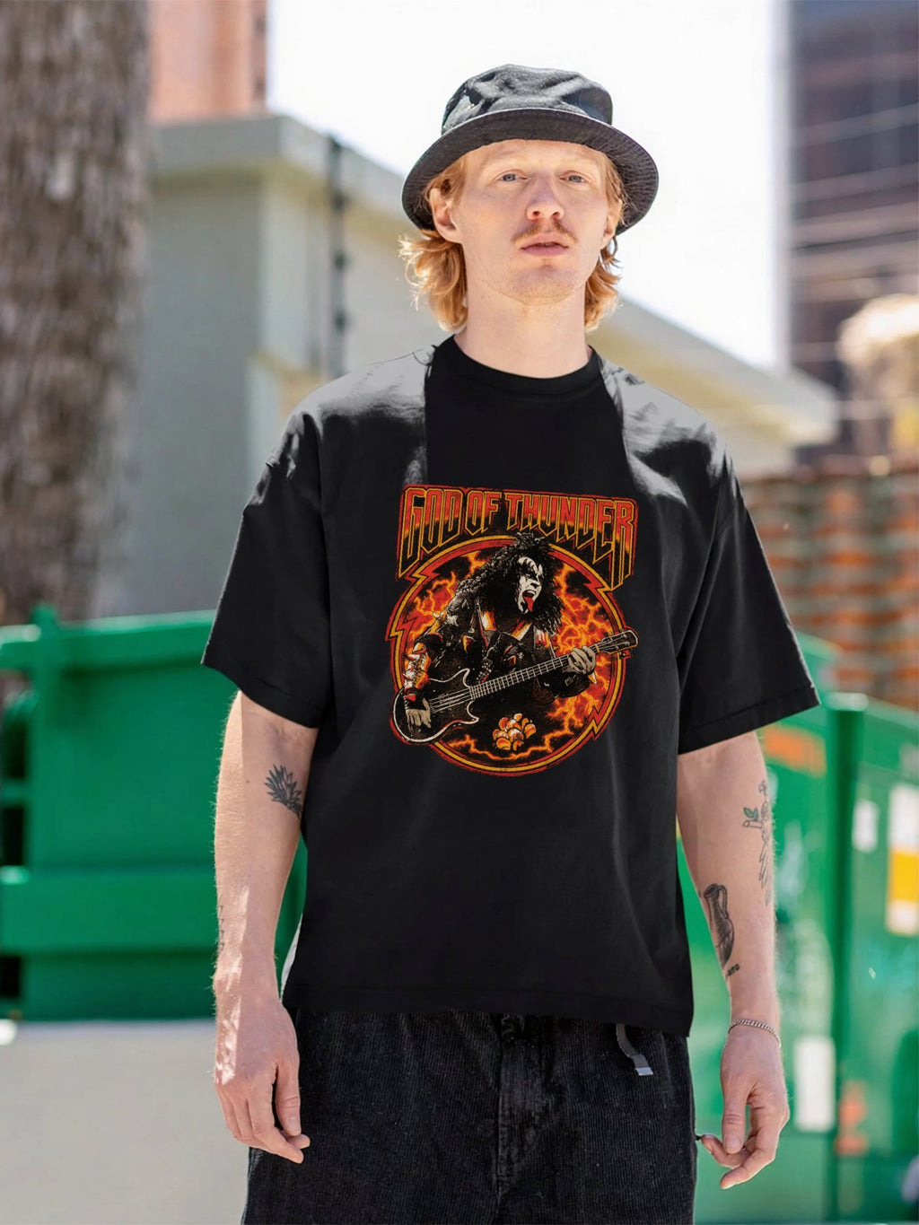 KISS Bassist God of Thunder Fiery Rock T-Shirt