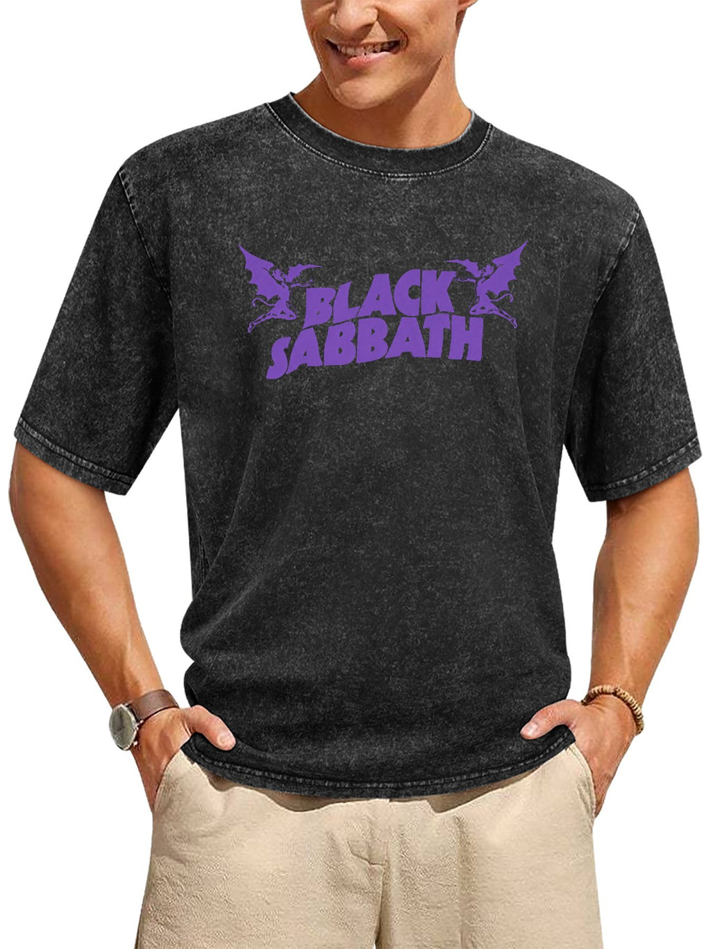 Black Sabbath Flying Demon Logo Graphic T-Shirt
