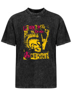 Vintage Washed Punk Rock Till Death Mohawk Skull Graphic T-Shirt