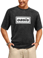 Oasis Classic Black and White Box Logo Graphic T-Shirt