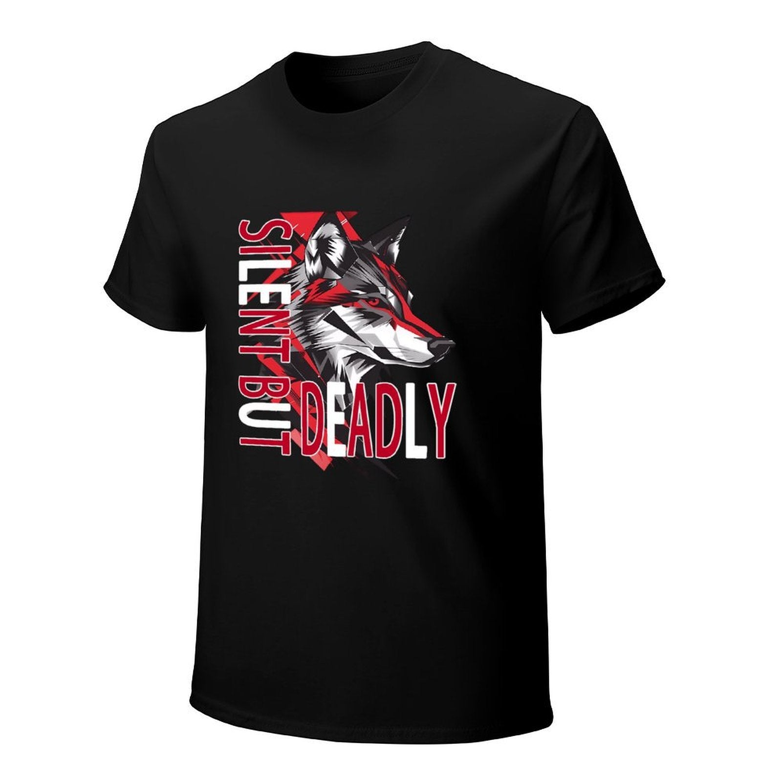 Silent but Deadly Wolf Graphic Black T-Shirt