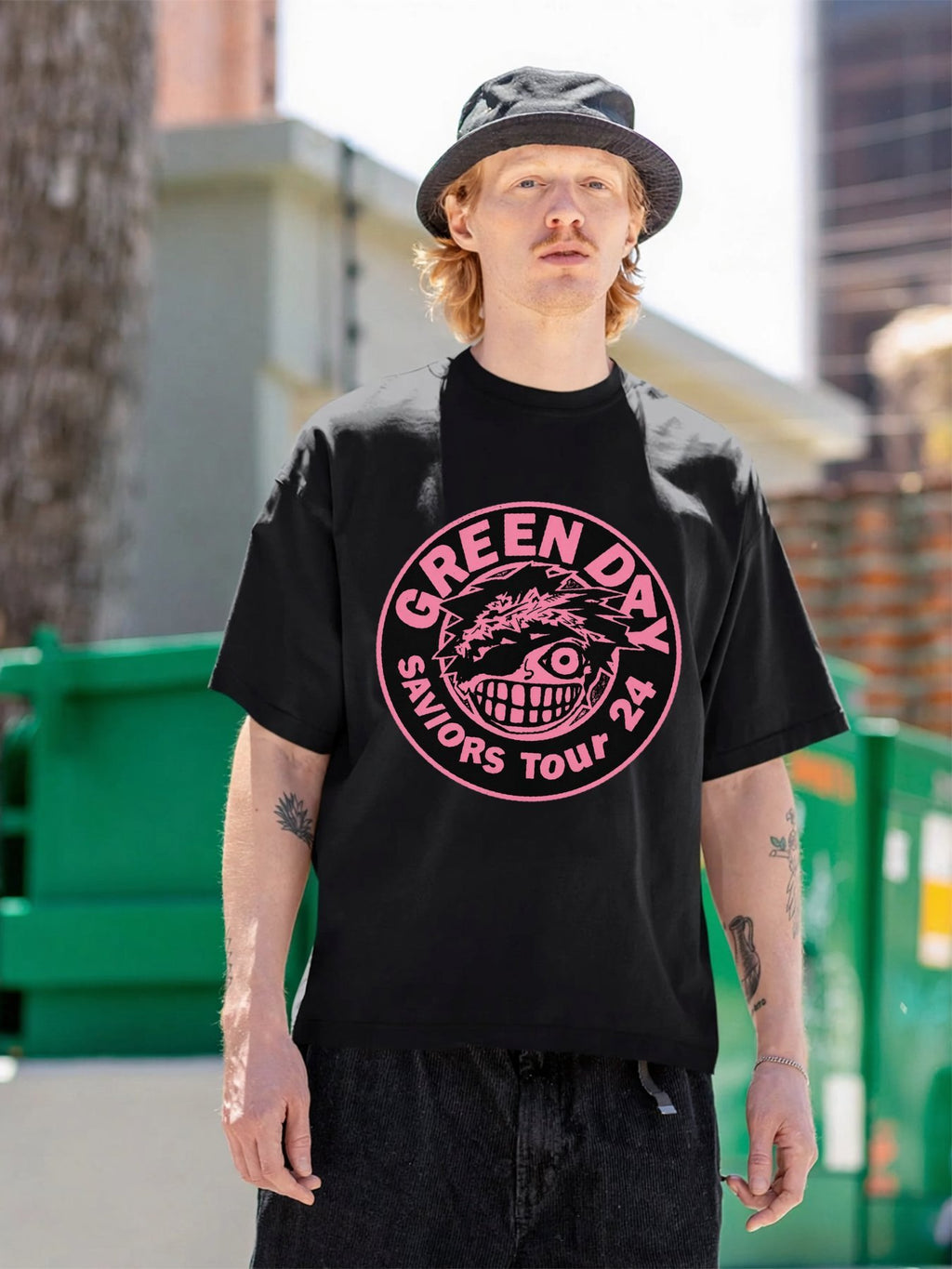 Green Day Savior Face Emblem Tour 2024 Graphic T-Shirt