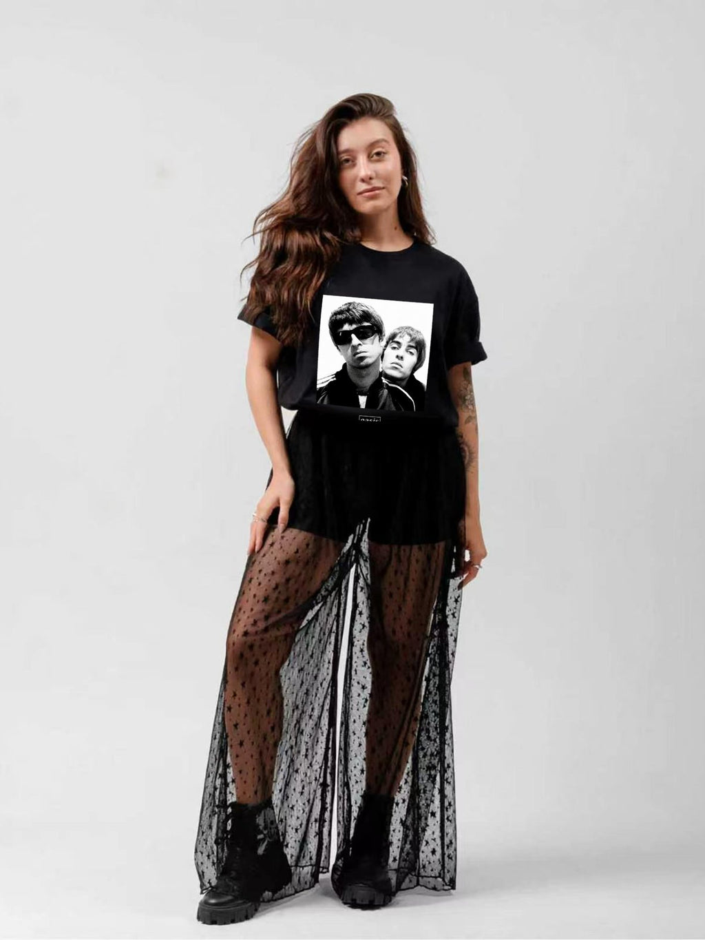 Oasis Black-and-White Duo Photo Graphic T-Shirt