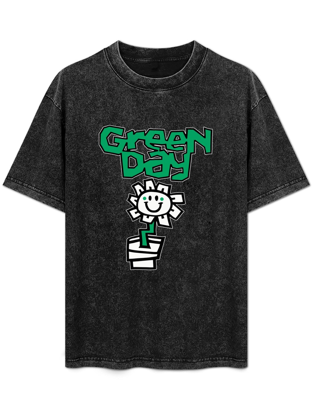 Green Day Smiling Flower Graphic T-Shirt