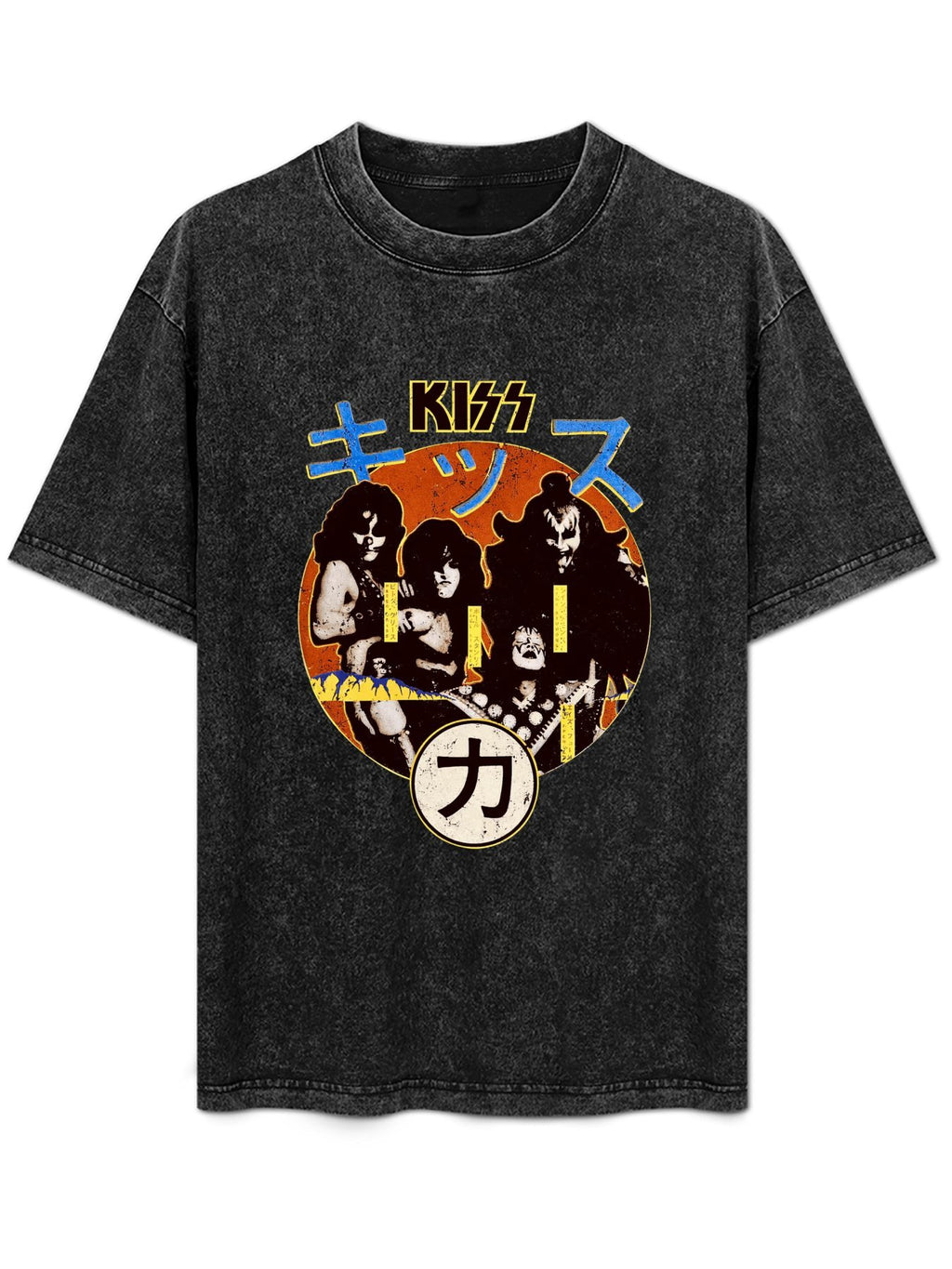 Vintage Washed KISS Japanese Retro Band Graphic T-Shirt