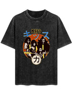 Vintage Washed KISS Japanese Retro Band Graphic T-Shirt