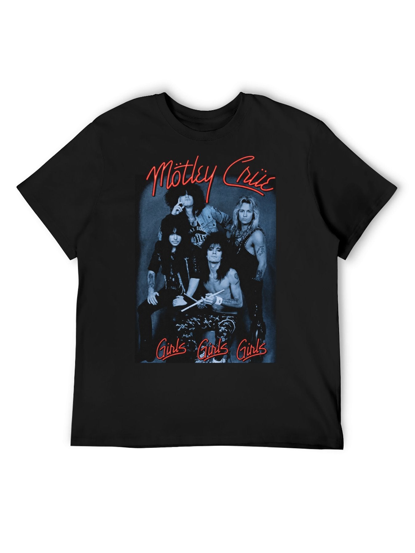 Mötley Crüe Girls Girls Girls Blue Photo Graphic T-Shirt