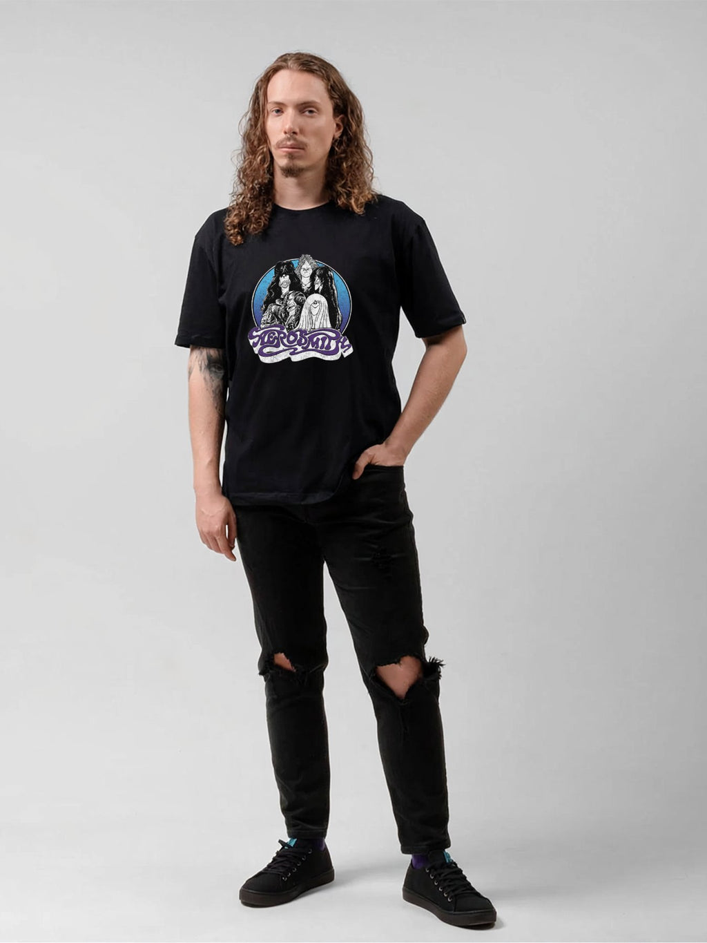 Aerosmith Band Portrait Circle Vintage Graphic T-Shirt