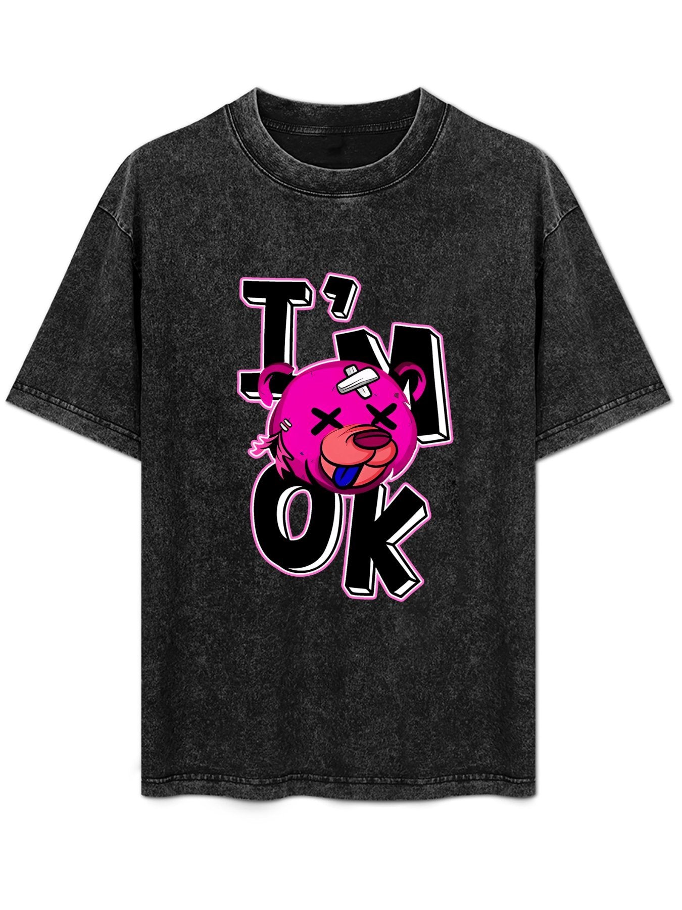 I'm OK Cartoon Bear Vintage Washed T-Shirt