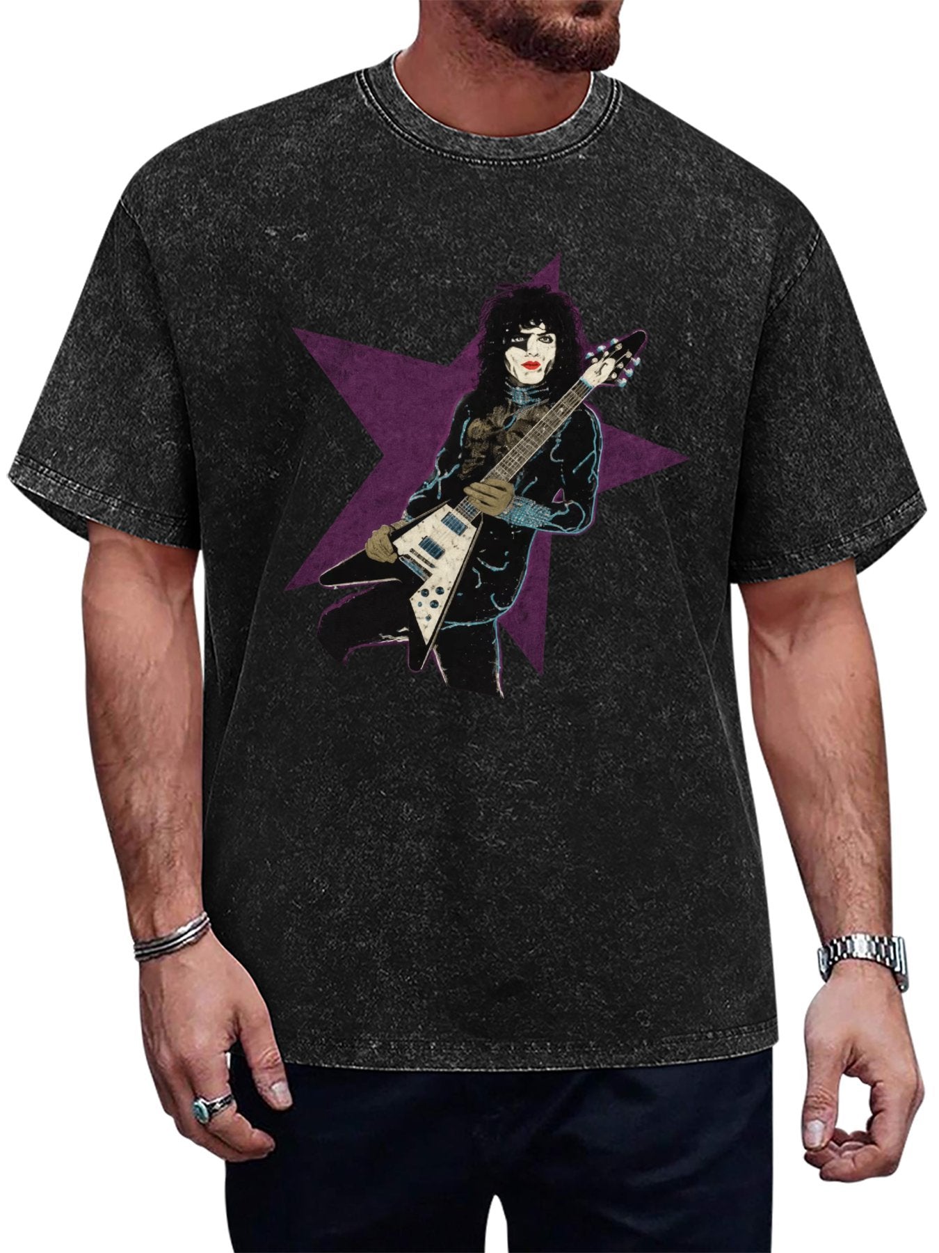 KISS Starchild Guitarist Purple Star Graphic T-Shirt