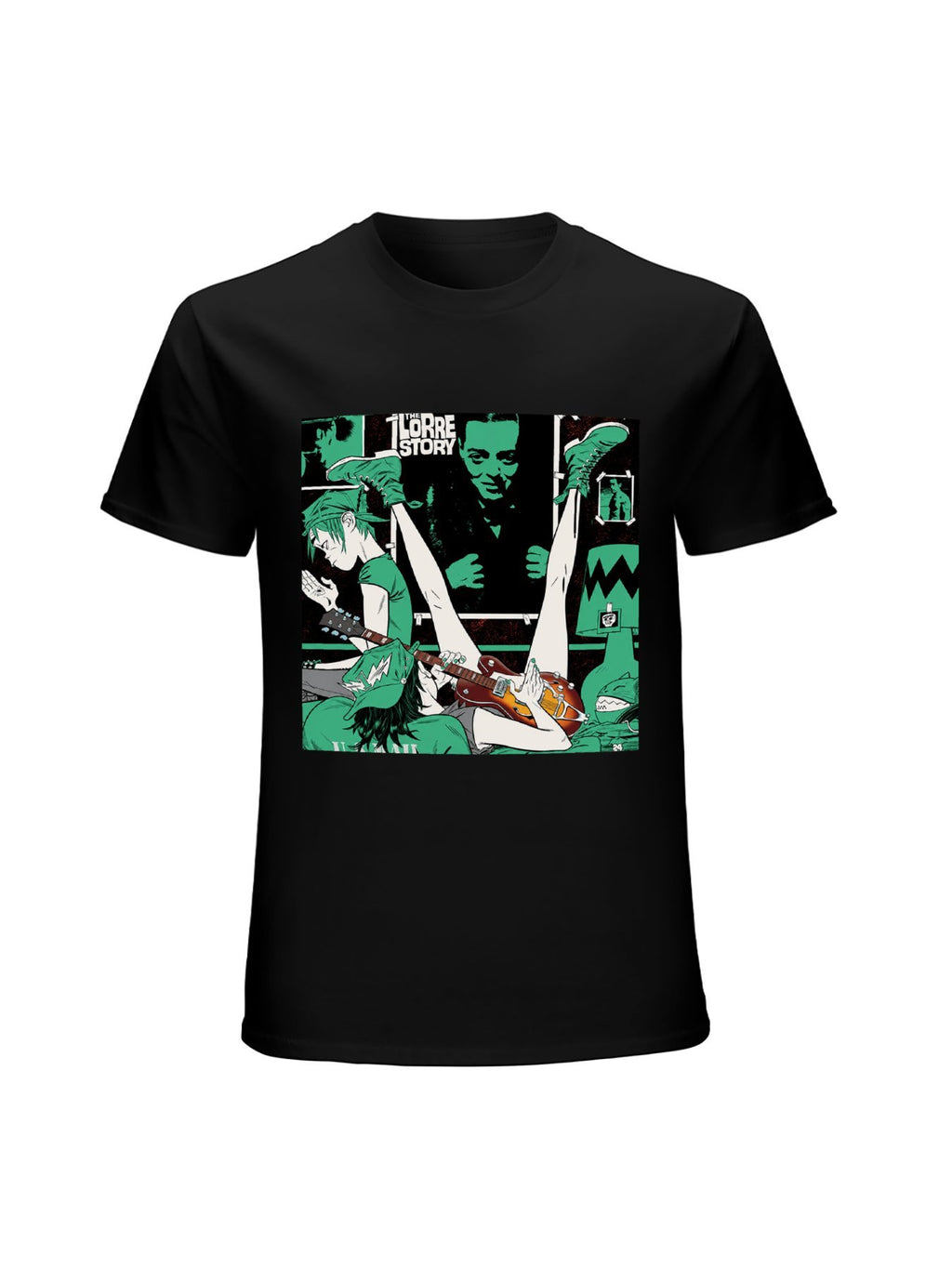 Gorillaz Green Comic Scene Graphic T-Shirt