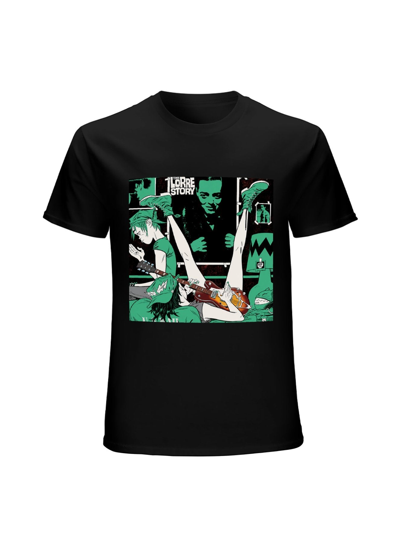 Gorillaz Green Comic Scene Graphic T-Shirt