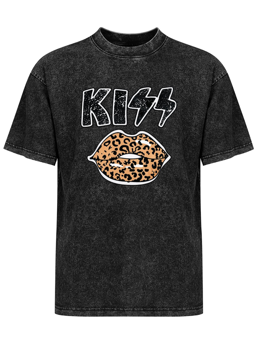 KISS Leopard Print Lips Graphic T-Shirt