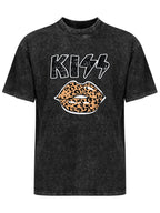 KISS Leopard Print Lips Graphic T-Shirt