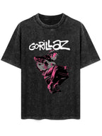 Vintage Washed Gorillaz Pink Guitarist Graphic T-Shirt