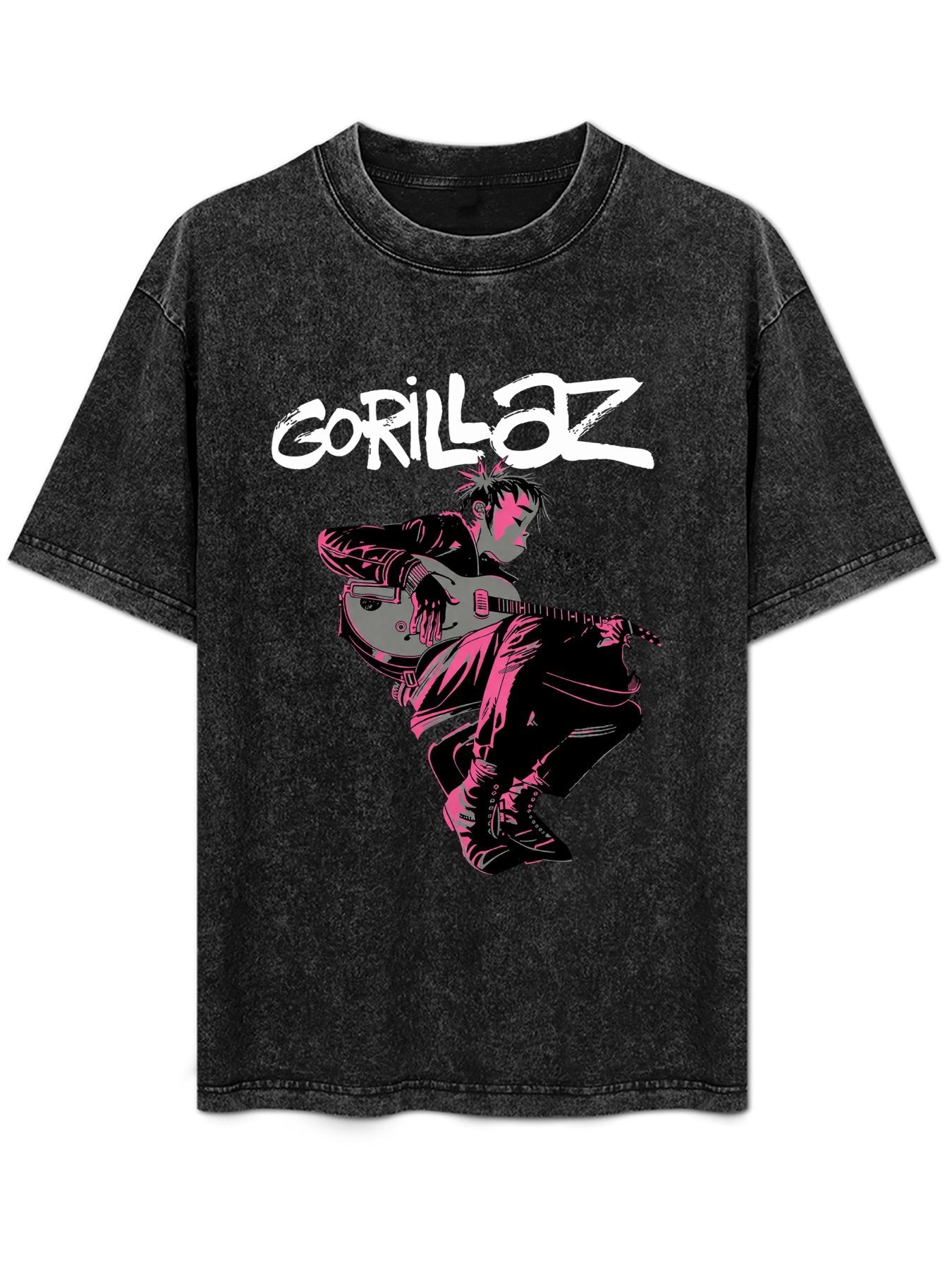 Vintage Washed Gorillaz Pink Guitarist Graphic T-Shirt