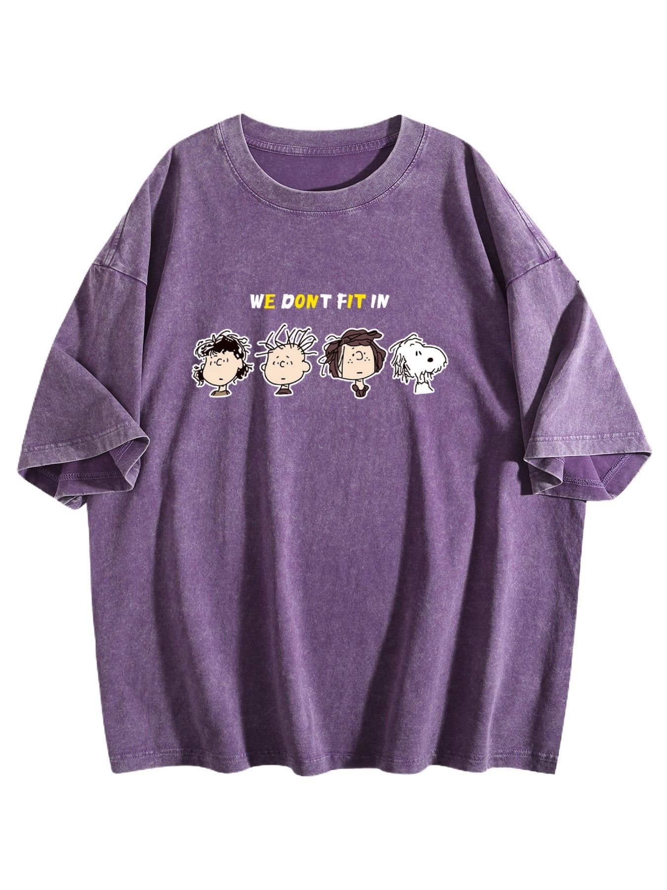 We Don't Fit In Cartoon Graphic Washed T-Shirt