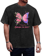 Romantic Butterfly Floral Vintage Washed T-Shirt
