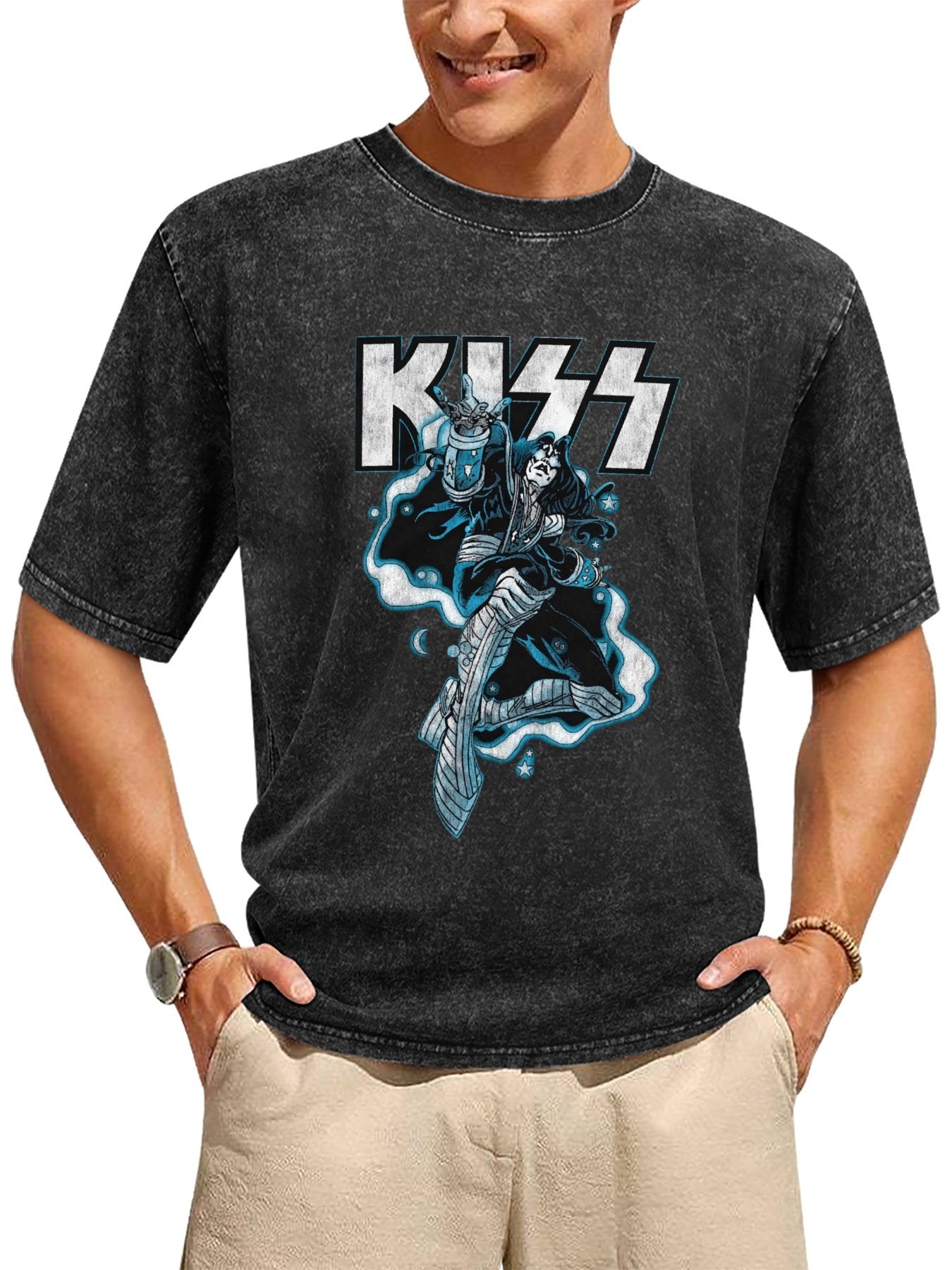 Vintage Washed KISS Cosmic Rock Star Graphic T-Shirt Secondary image