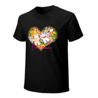Sea of Flowers Heart Graphic Black T-Shirt