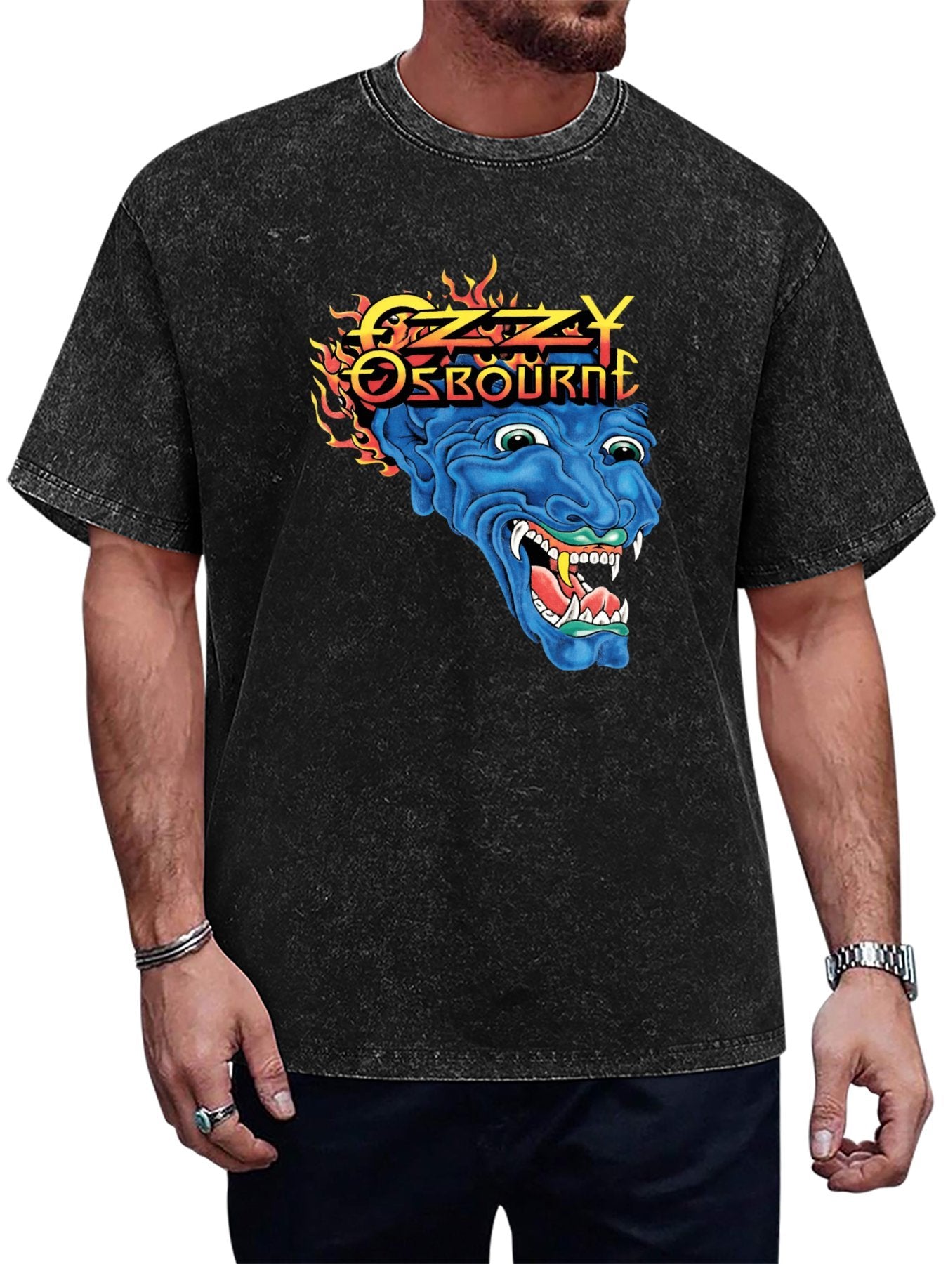 Vintage Washed Ozzy Osbourne Blue Demon Graphic T-Shirt