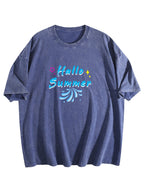 Hallo Summer Graphic Washed T-Shirt
