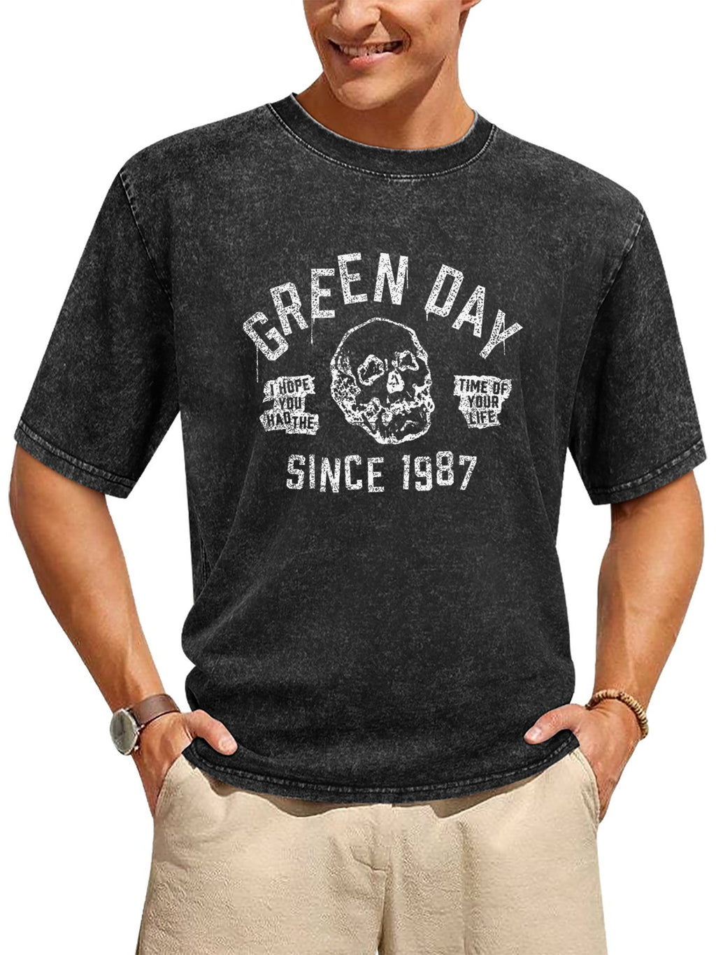 Green Day Time of Your Life Skull Graphic T-Shirt