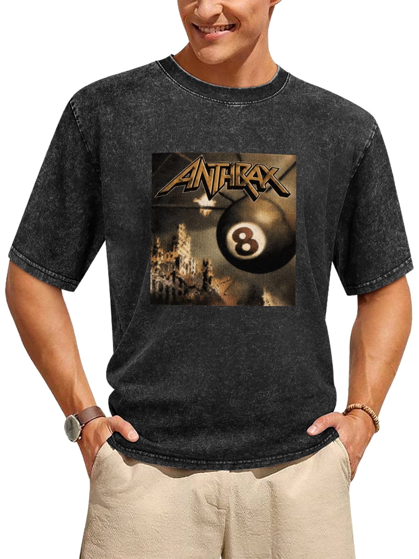 Vintage Washed Anthrax 8-Ball Graphic T-Shirt