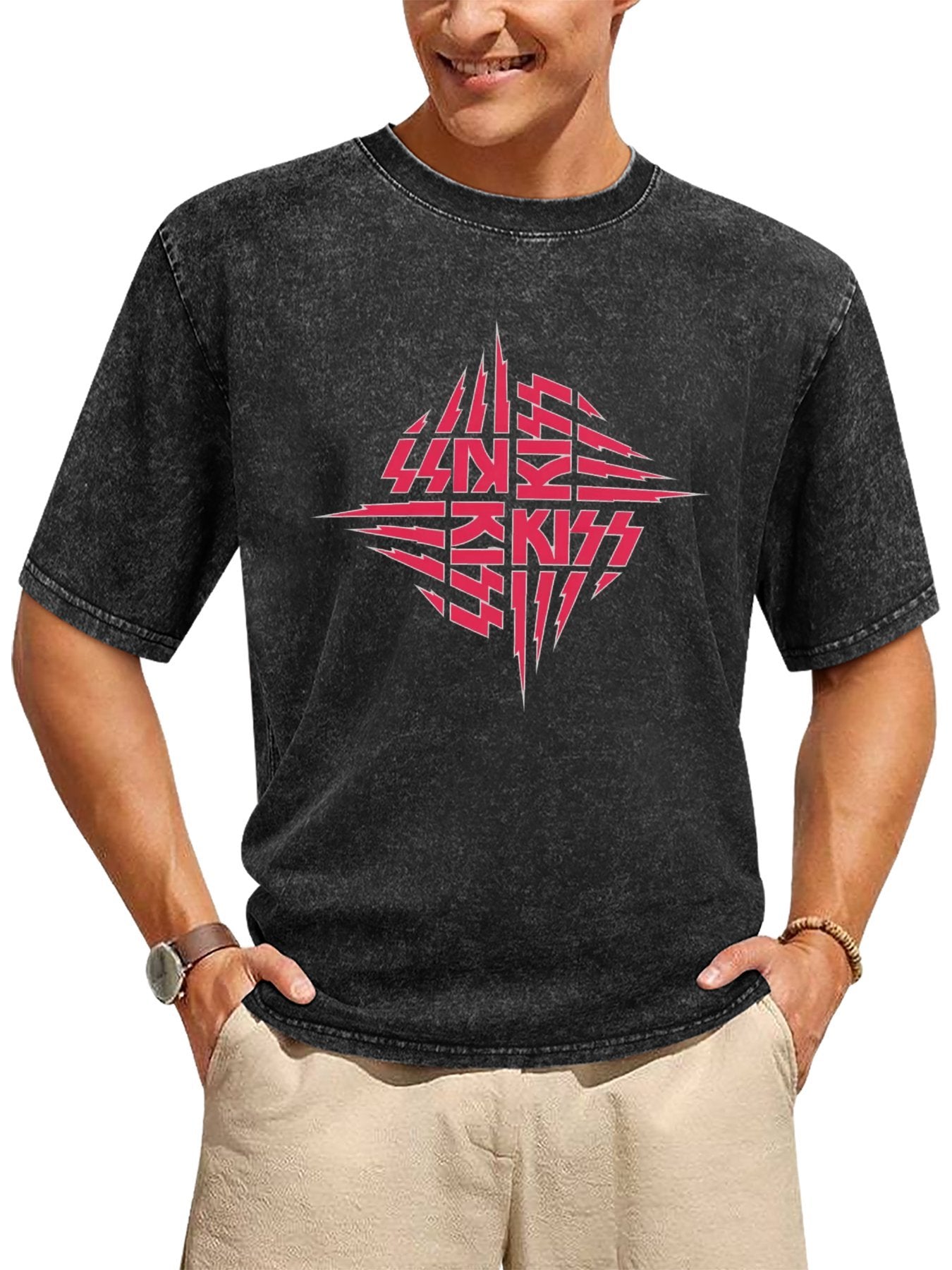 KISS Unmasked Pink Logo Graphic T-Shirt Secondary image
