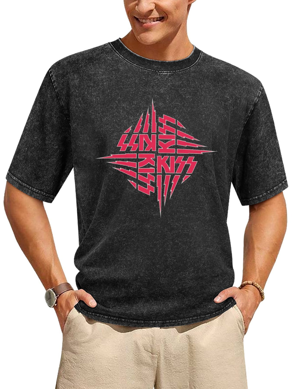 KISS Unmasked Pink Logo Graphic T-Shirt
