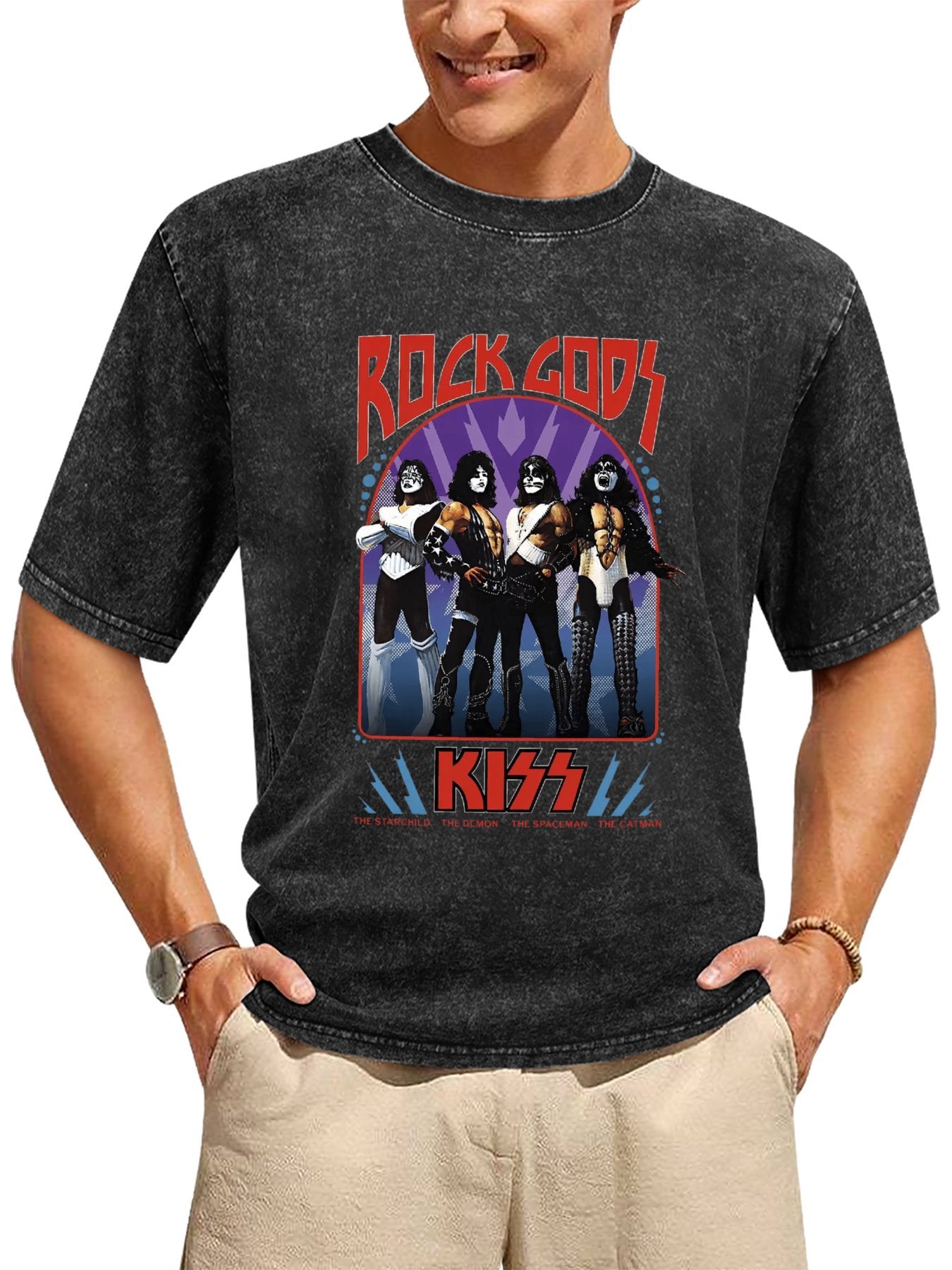 Vintage Washed KISS Rock Gods Band Graphic T-Shirt Secondary image