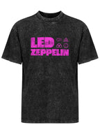 Led Zeppelin Magenta Logo and Symbols Graphic T-Shirt