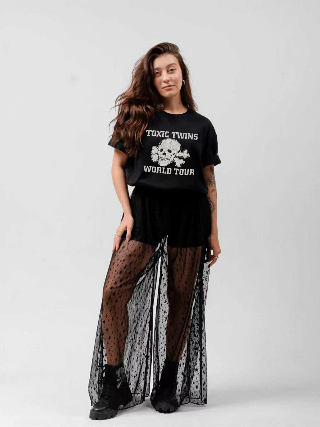 Toxic Twins Skull Crossbones World Tour Graphic T-Shirt