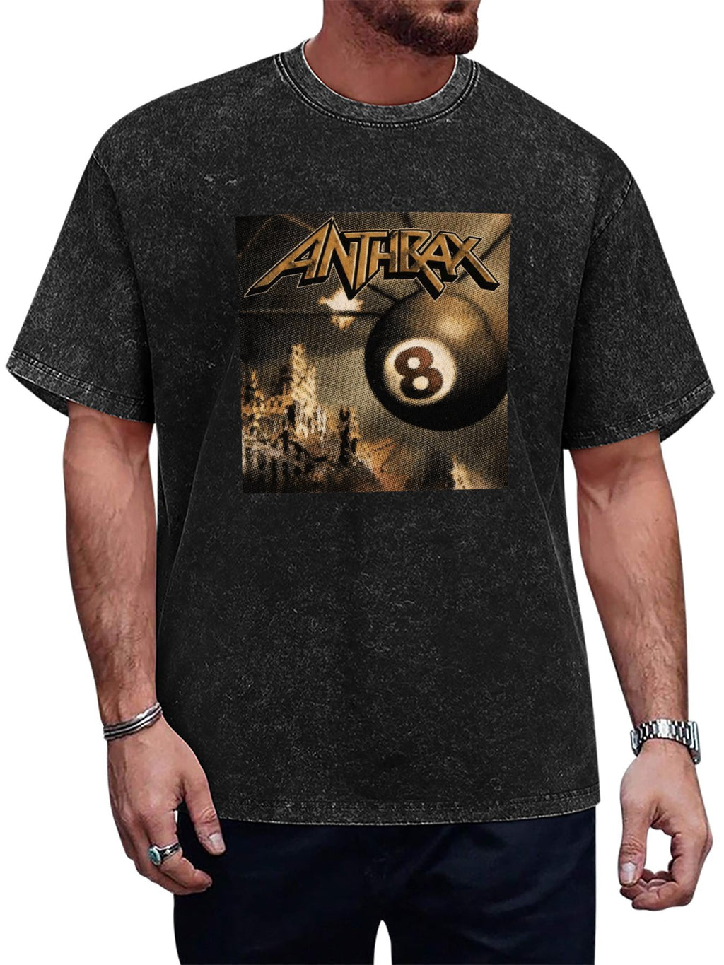 Vintage Washed Anthrax 8-Ball Graphic T-Shirt