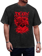 Vintage Washed DEKAY Red Skeleton Graphic T-Shirt